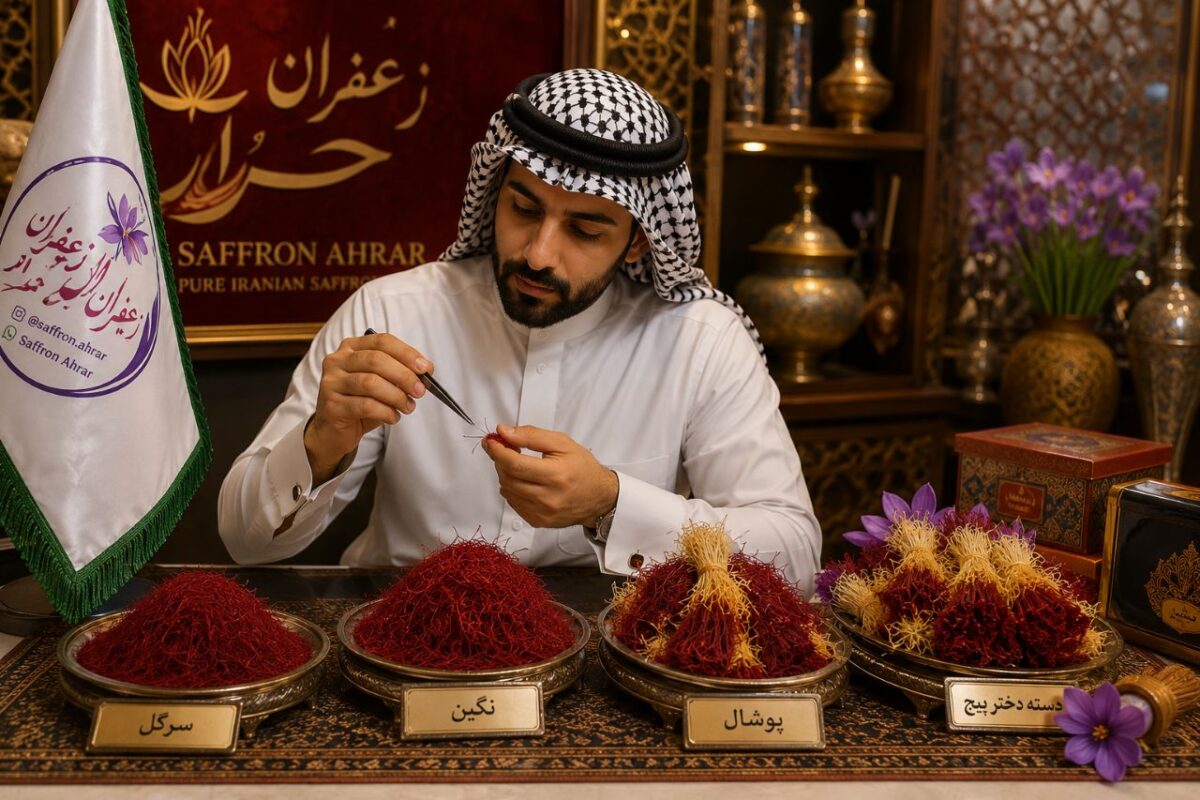 مقایسه چهار نوع زعفران احرار زعفران؛ سرگل، نگین، پوشال و دسته دختر پیچ